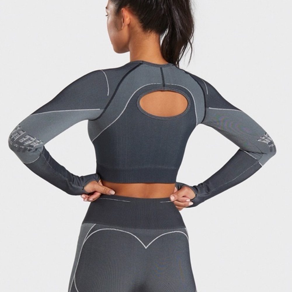 NWOT GYMSHARK GRAY TURBO SEAMLESS CROP TOP - Picture 2 of 6